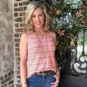 CABI 5761 Red & White Striped Spirit Tank Top Shirt  - Medium